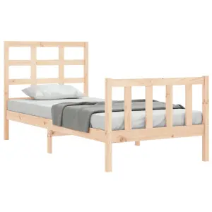 Berkfield Bed Frame with Headboard Small Single Solid Wood