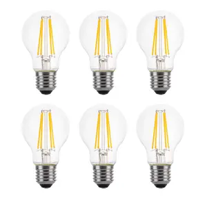 100w Equivalent LED Traditional Looking Filament Light Bulb A60 GLS E27 Screw 6.6w LED - Warm White - Pack of 6