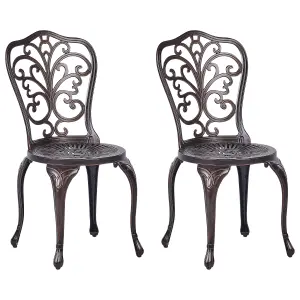 Set of 2 Garden Chairs TRIORA Metal Brown