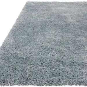 Duck Egg Modern Shaggy Plain Easy To Clean Dining Room Rug-200cm X 290cm