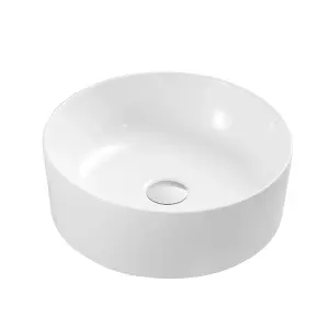 Diana Gloss White Ceramic Round Counter Top Basin (W)415mm