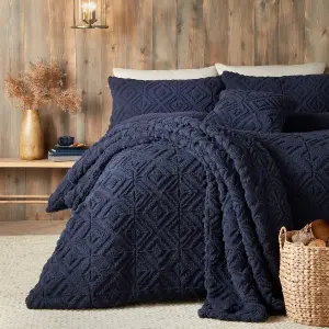 Romo Navy Super Soft Fleece & Sherpa Throw