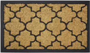 MantraRaj Comfort Coir Rubber Scraper Entrance Door Mat Brown Dirt Trapping Non-Slip Outdoor Mats (Flowers)