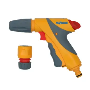 Hozelock Jet Spray Plus Nozzle Garden Hose Pipe Water Gun and Aqua Stop Fitting