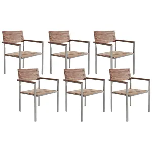 Set of 6 Garden Chairs VIAREGGIO Wood Light Wood