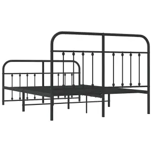 Berkfield Metal Bed Frame with Headboard and Footboard Black 150x200 cm