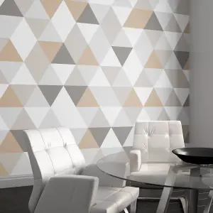 Origin Murals Grey Geometric Matt Smooth Paste the Wall Mural 350cm wide x 280cm high