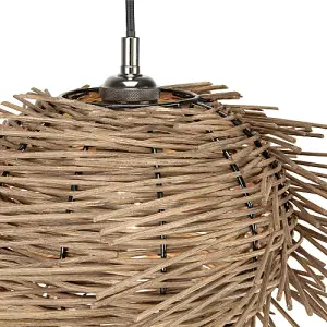 Vintage Nest Designed Natural Brown Rattan Wicker Ceiling Pendant Light Shade