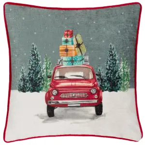 Evans Lichfield Car Scene Printed Feather Rich Cushion