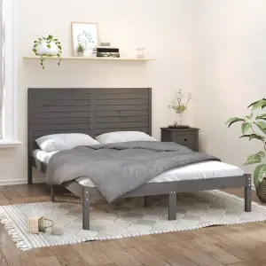 Berkfield Bed Frame Grey Solid Wood 120x200 cm