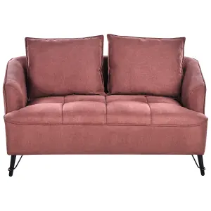 2 Seater Fabric Sofa Burgundy HOBRO