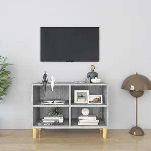 Berkfield TV Cabinet with Solid Wood Legs Grey Sonoma 69.5x30x50 cm