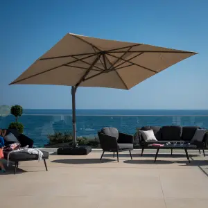 Pallas 3m x 4m Rectangular Cantilever Parasol with LED Lighting in Beige