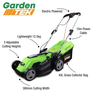 Gardentek 38CM Corded Electric 1600W/230V Roller Mulching Lawn Mower GT38E