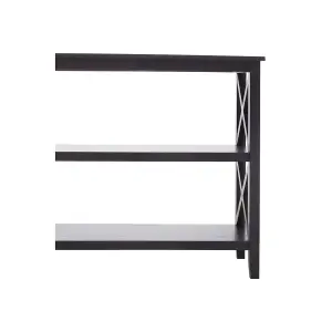 Interiors by Premier Three Shelf Wide Black Book Case, Pine Wood Tall Book Shelf, Large Book Case for Home & Office