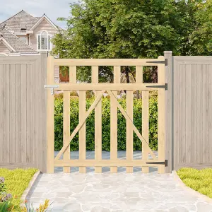 Outdoor Wooden Garden Gate Fence with Door Latch 120cm W x 120cm H