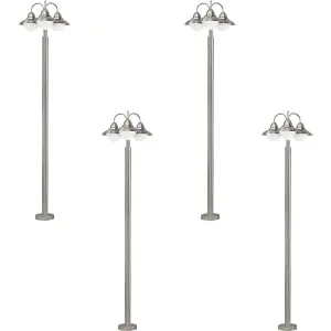 4 PACK IP44 Outdoor Bollard Light Stainless Steel 60W E27 Driveway Lamp Post