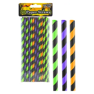 Halloween Paper Straws 50 Pack Trick or Treat Party Pack of 50 MultiColour