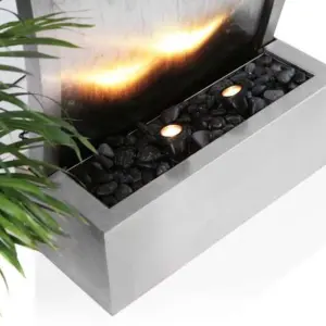 Primrose Curved Stainless Steel Water Feature Wall Cascade Indoor Use 183cm