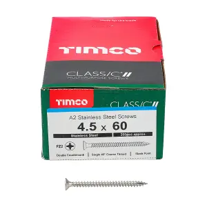 TIMCO Classic Multi-Purpose Countersunk A2 Stainless Steel Woodcrews - 4.5 x 60 (200pcs)