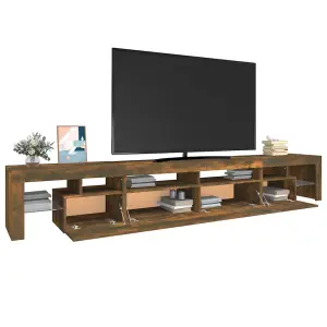 Berkfield TV Cabinet with LED Lights Smoked Oak 260x36.5x40 cm