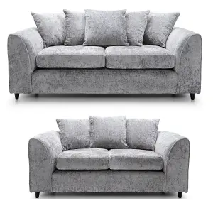 Monaco Chenille Fabric Sofa Set 3 and 2 Seater sofa   Light Grey