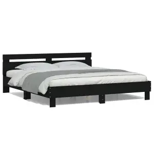 Berkfield Bed Frame with LED without Mattress Black 160x200 cm