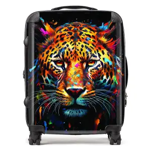 Splashart Leopard Face Suitcase - Large