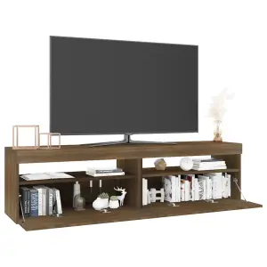 Berkfield TV Cabinet with LED Lights 2 pcs Brown Oak 75x35x40 cm