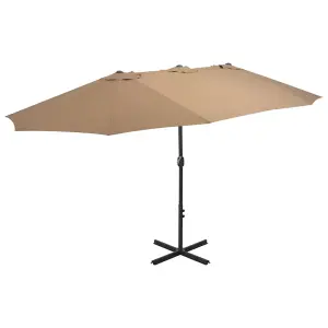 Berkfield Outdoor Parasol with Aluminium Pole 460x270 cm Taupe