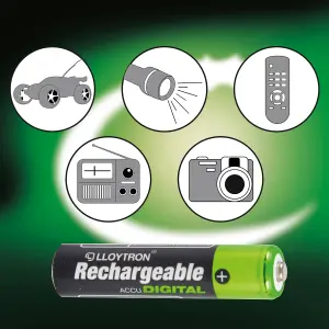 LLOYTRON NiMH Rechargeable AccuDigital Batteries AAA Size 900mAh 4 Pack