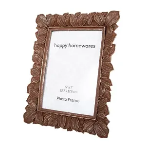 Classic Rustic Bronze Floral Multi Leaf 5x7 Picture Frame with Brushed Gold Trim