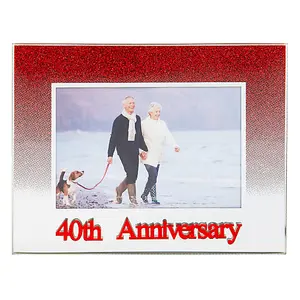 Chic Red Glitter 40th Anniversary Picture Frame with Acrylic Letters - 5 x 3.5