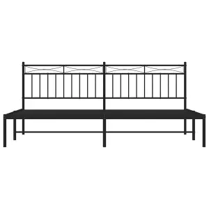 Berkfield Metal Bed Frame with Headboard Black 193x203 cm