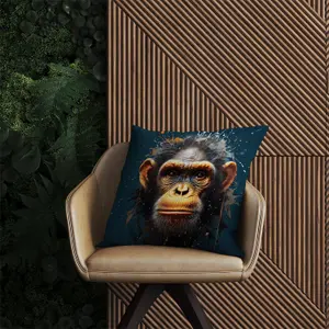 Splashart Realistic Monkey Face Outdoor Cushion 45cm x 45cm