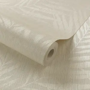 Grandeco Maui Palm Frond Leaf Textured Wallpaper, Neutral