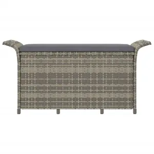 Berkfield Garden Bench with Cushion Grey 116x46x57 cm Poly Rattan