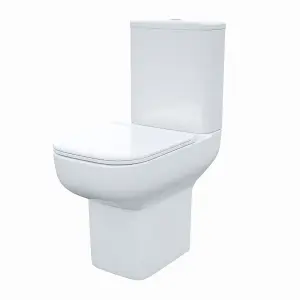 Nes Home Comfort Height Close Coupled Toilet Pan, Cistern & Soft Close Seat