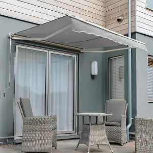 Primrose Awnings 2.0m x 1.5m Retractable Manual Half Cassette Silver Awning Outdoor Patio Canopy