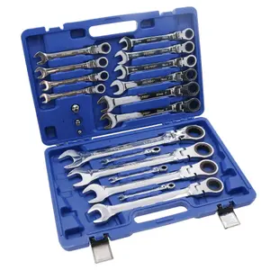 Metric Flexi Headed Ratchet Combination Spanner Wrench 8mm-32mm 20pc Set