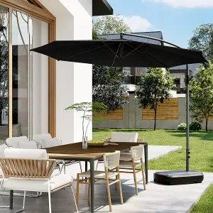 3M Outdoor Black Cantilever Crank Tilt Swivel Banana Umbrella Sunshade with 60L Fillable Base