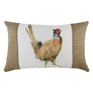 Evans Lichfield Hessian Pheasant Pheasant Rectangular Feather Rich Cushion