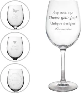 Engraved Wine Glass Choose Your Bespoke Design