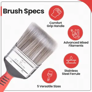 Hardys 5pc Fine Paint Brush Set Soft Synthetic Bristles Home Painting DIY Decorating