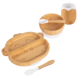 5pc Bamboo Monkey Baby Weaning Set - White