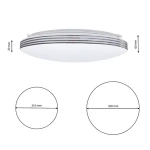 Milagro Ceiling Lamp Siena 25W LED 350 mm Stylish White And Chrome Circular Design Dimmable Including Remote Control