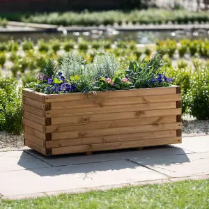 Primrose Pine Raised Flower Bed Planed Trough Planter - Treated Durable Pine & Responsibly Sourced Timber 100cm