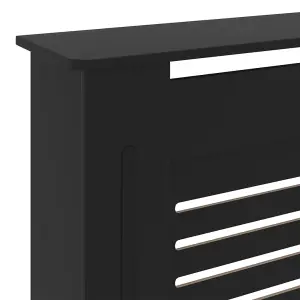 Berkfield MDF Radiator Cover Black 205 cm