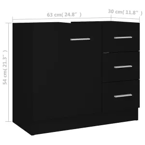 Berkfield Sink Cabinet Black 63x30x54 cm Engineered Wood