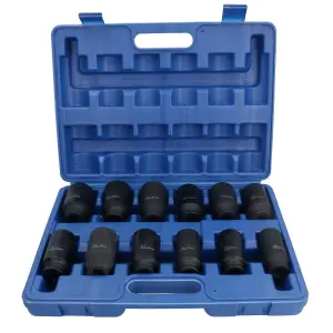 1/2in Drive Deep Metric Impact Impacted Socket Set 12 Sided 25mm - 36mm 12pc